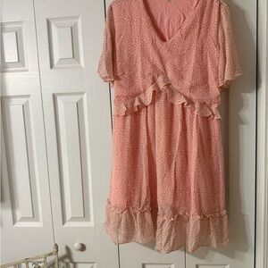Pink Floral Ruffle Dress